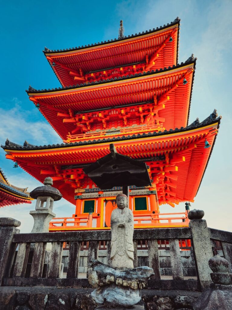 blue sky over a shrine and a statue 2024 02 09 00 38 53 utc