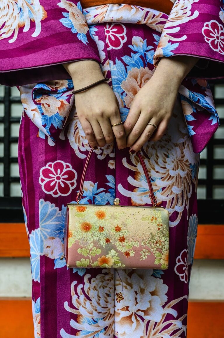 close up of woman in kimono holding purse 2023 11 27 05 35 45 utc