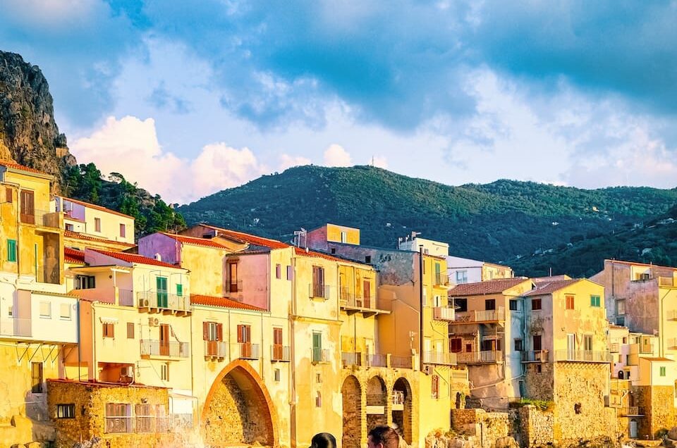 sunset at the beach of cefalu sicily old town of 2023 12 05 23 23 46 utc